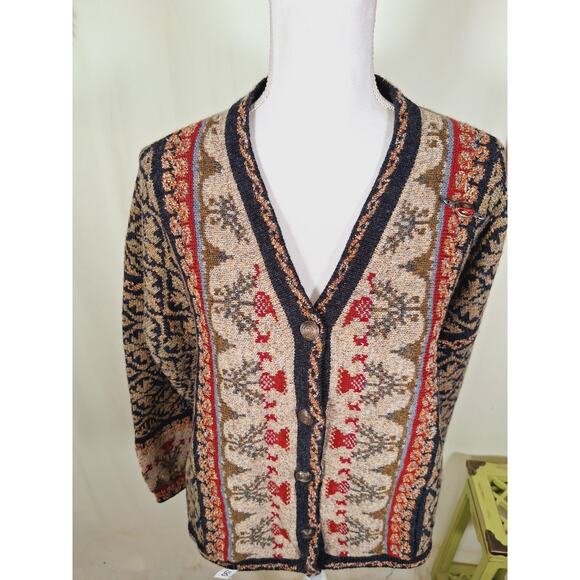 Buttercup Knitwear Women's 100% Wool Knitted Multi-Colored Sweater With Brooch - Picture 2 of 9